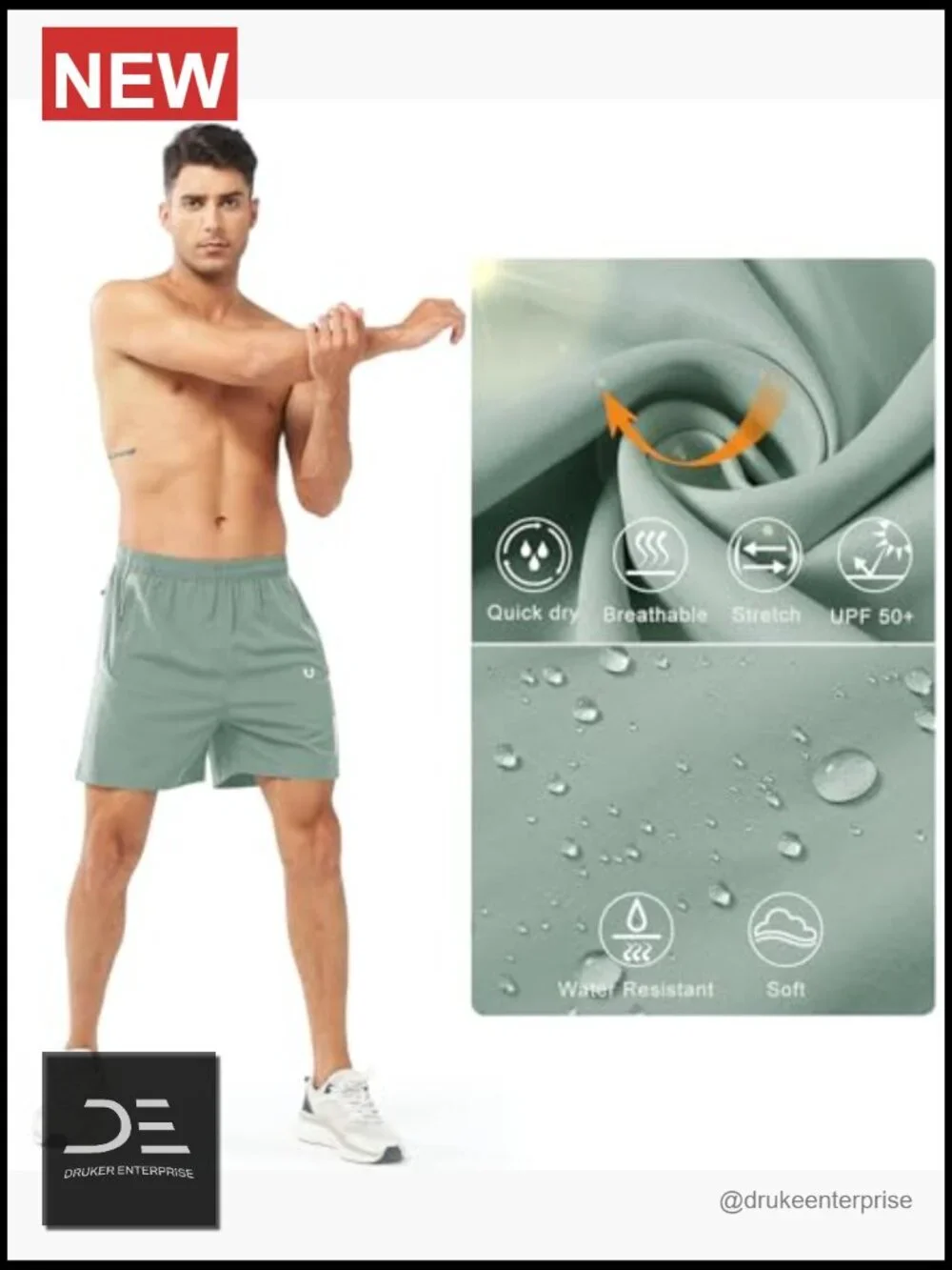 Men's Athletic Running Shorts with 3 Zipper Pockets Quick Dry Lightweight